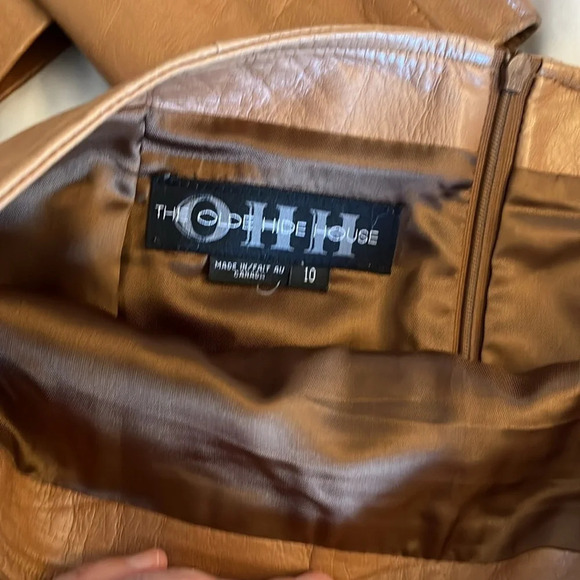Vintage 1980's Leather Skirt and Jacket Set  Size 12 Jacket Sz 10 Skirt. Camel - Picture 9 of 17